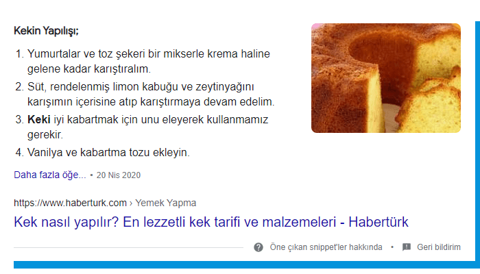 Liste Featured Snippet