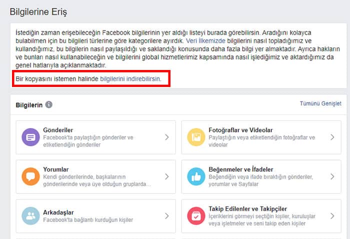 Silinen Facebook Gönderileri Kurtarma