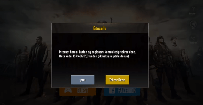 PUBG Mobil İnternet Hatası
