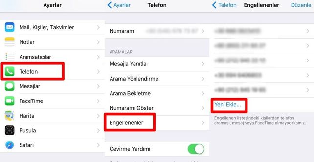 iPhone Numara Engelleme