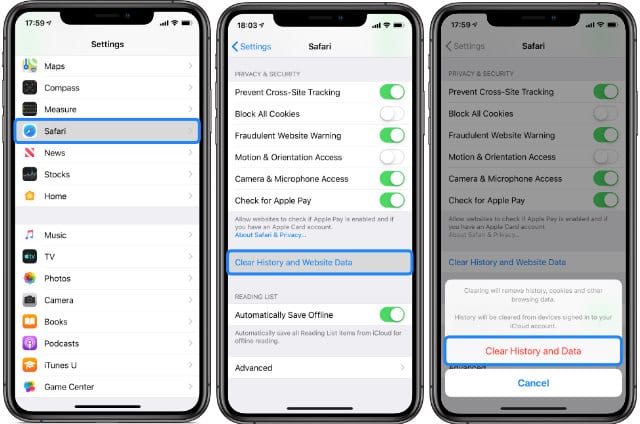iPhone'daki Tüm İnternet Geçmişi Silme