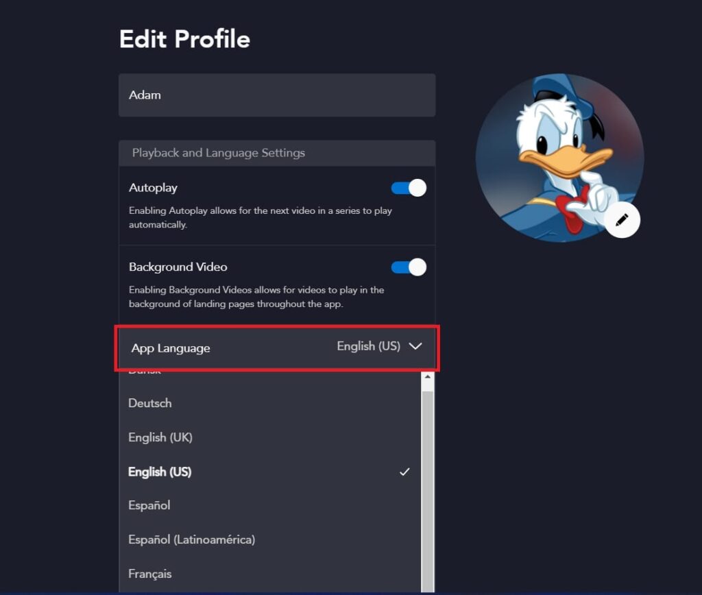 Disney Plus'ta Dil Değiştirme