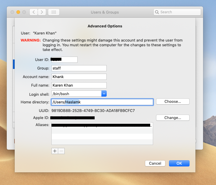 Mac OS'de Kullanıcı Adı Değiştirme