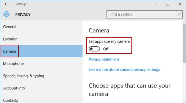 Windows'ta Kamera Kapatma