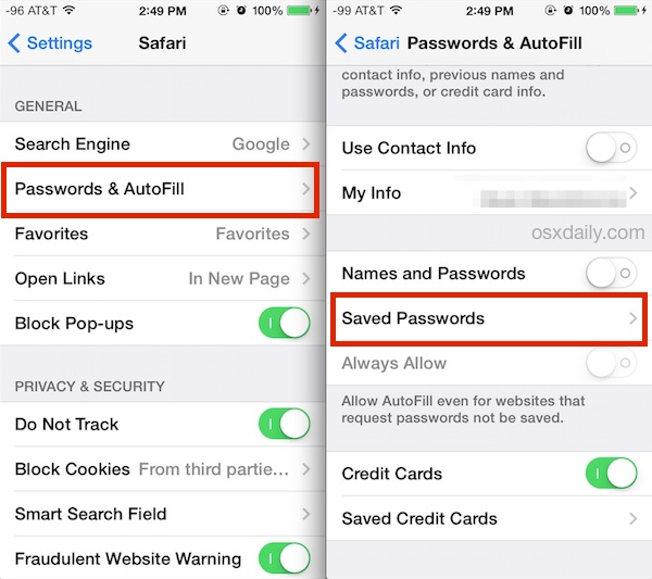 iPhone'da Kayıtlı Parolalar Görüntüleme