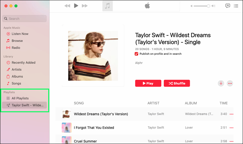 Mac'te Apple Music Çalma Listeleri