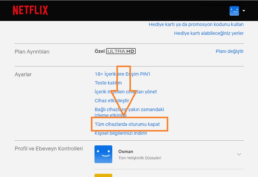 Netflix'teki Tüm Cihazlardan Aynı Anda Çıkış Yapma