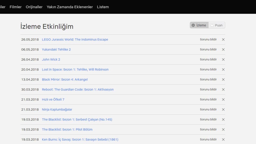 Netflix İzlediklerimi Görme