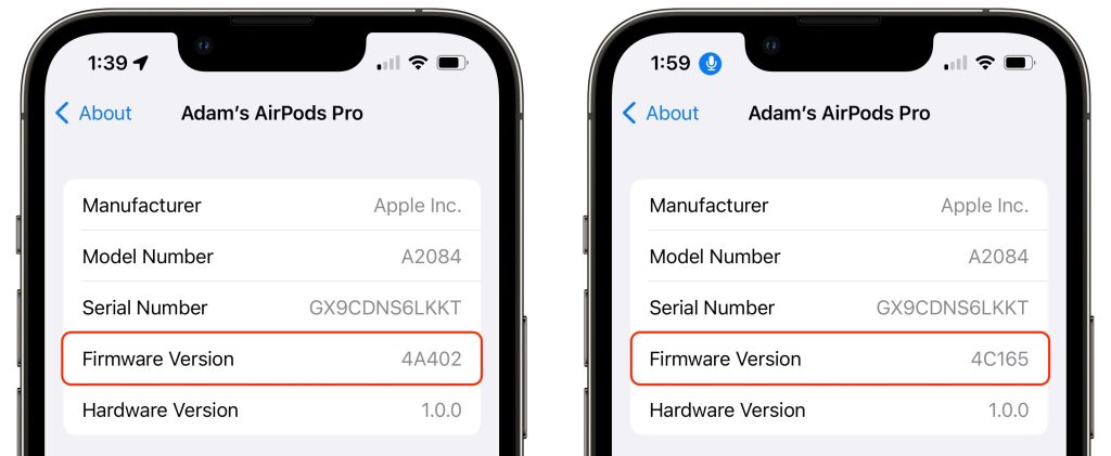 AirPods Ürün Yazılımı