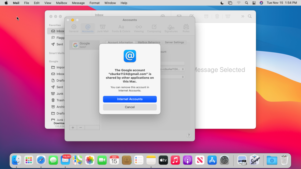 Mac'te E-posta Hesabından Çıkış Yapmak