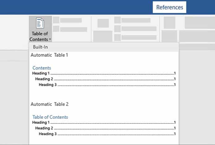 Word İçindekiler Oluşturma