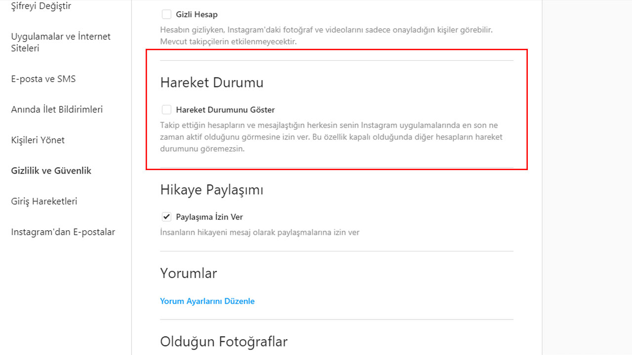 Instagram Son Görülme Kapatma