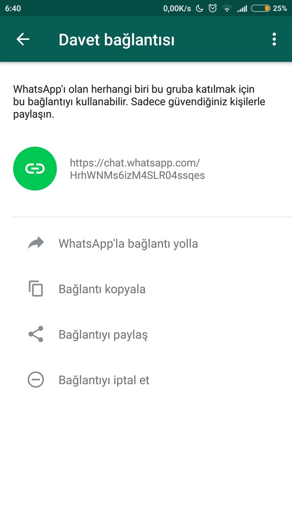 WhatsApp Grup Davet Linki Oluşturma