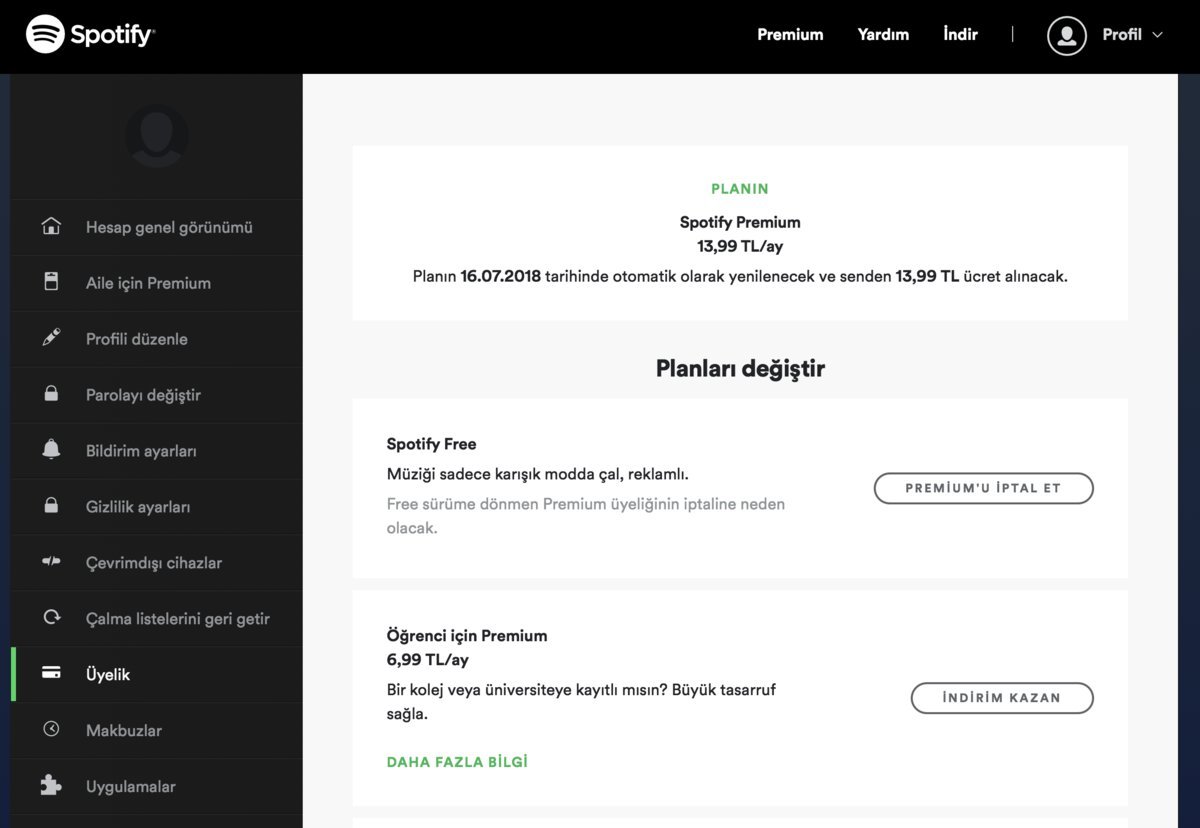 Spotify Premium Otomatik Ödeme İptal Etme