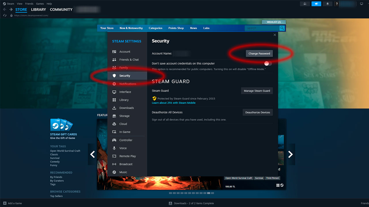 Steam Şifresi Değiştirme