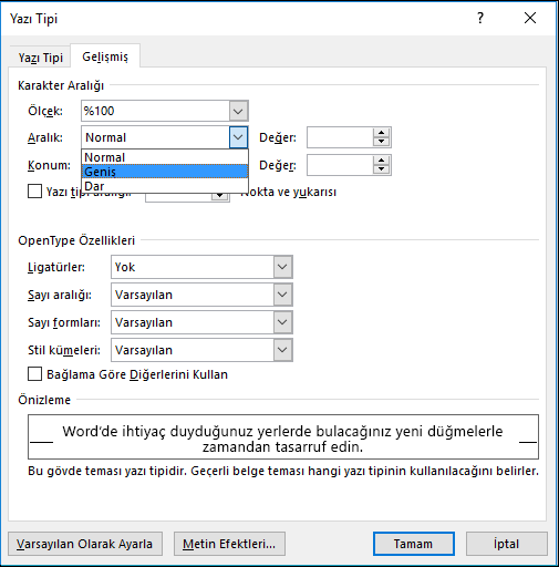 Word'de Metin Aralığı Nasıl Ayarlanır?