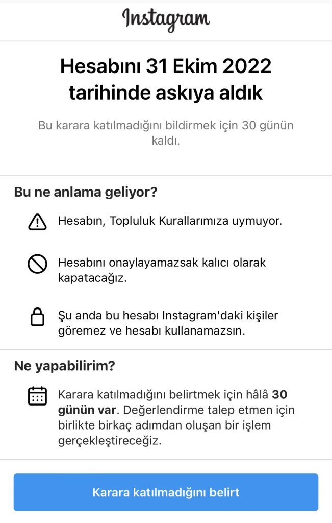 Instagram Hesabı Askıya Alınınca Ne Yapılır?
